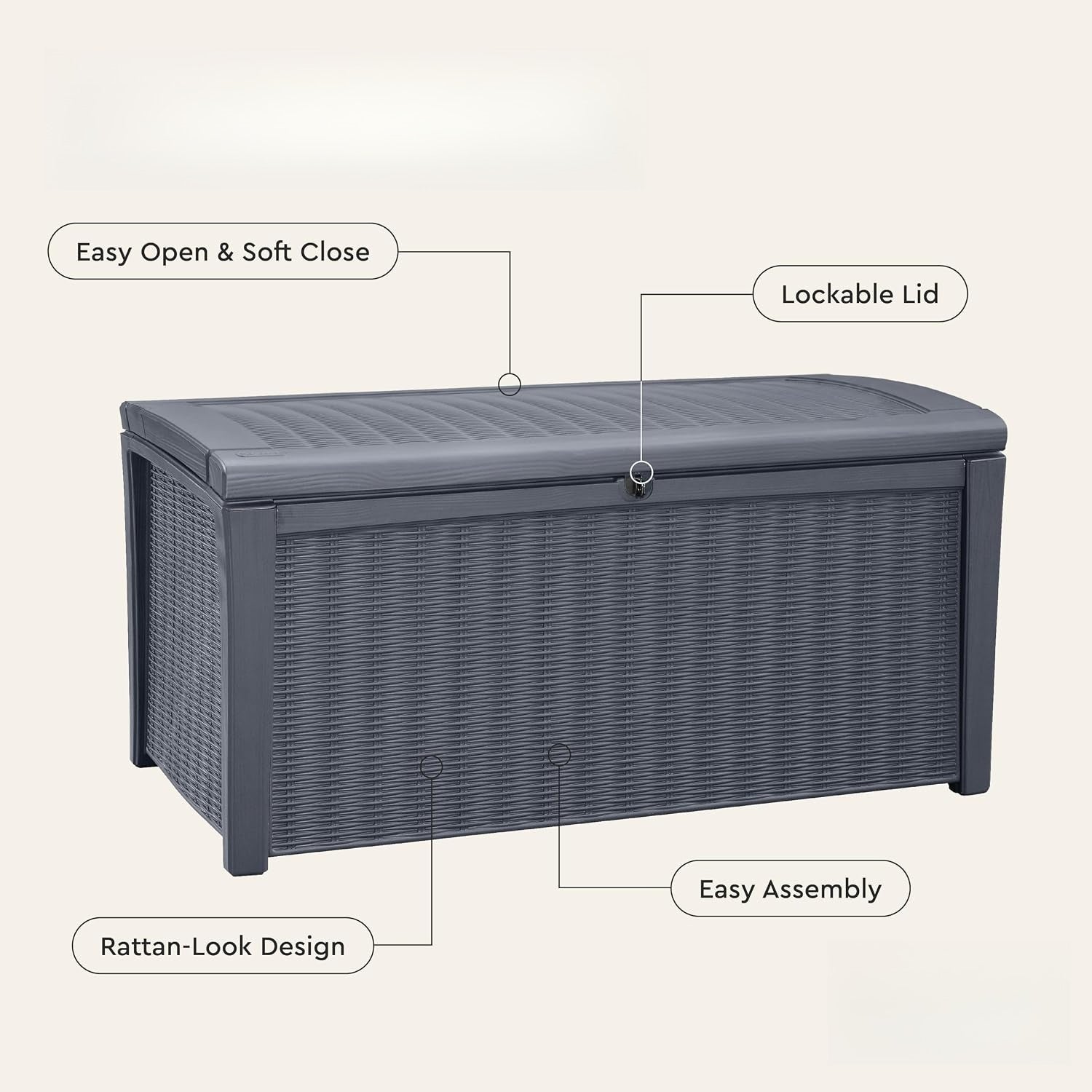 Grey 110 Gallon Waterproof Patio Storage Box