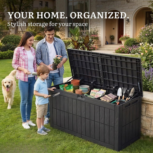 110 Gallon Lockable Multifunctional Outdoor Storage Bench