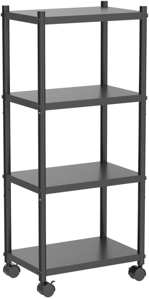 4-Tier Wheeled Adjustable Metal Shelf