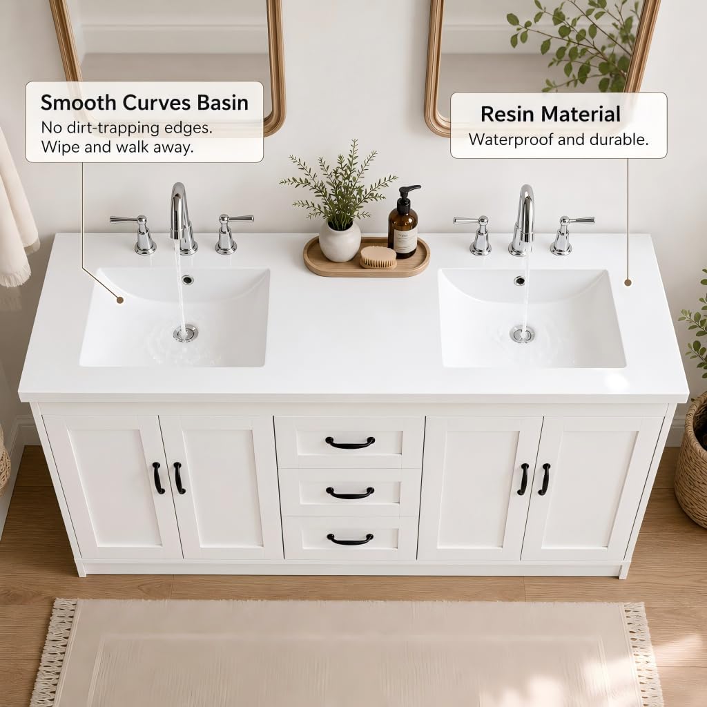 White Freestanding Double Sink Vanity