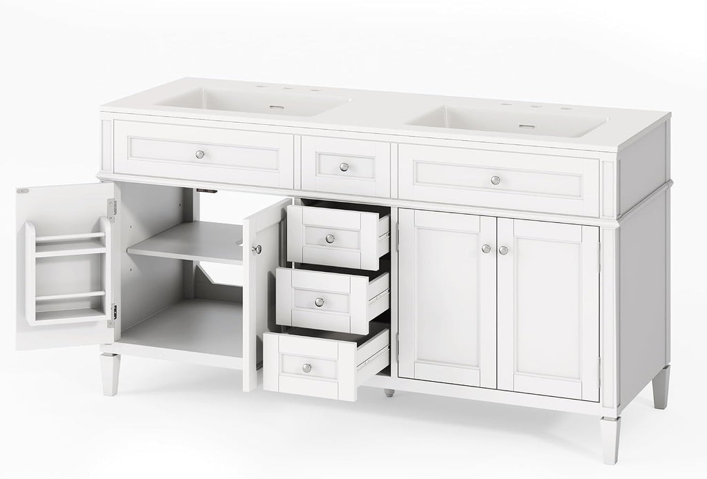 White Modern Double Sink Bathroom Vanity