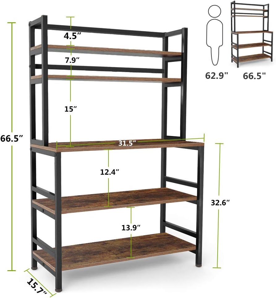 5-Tier Kitchen Storage Rack With Hutch