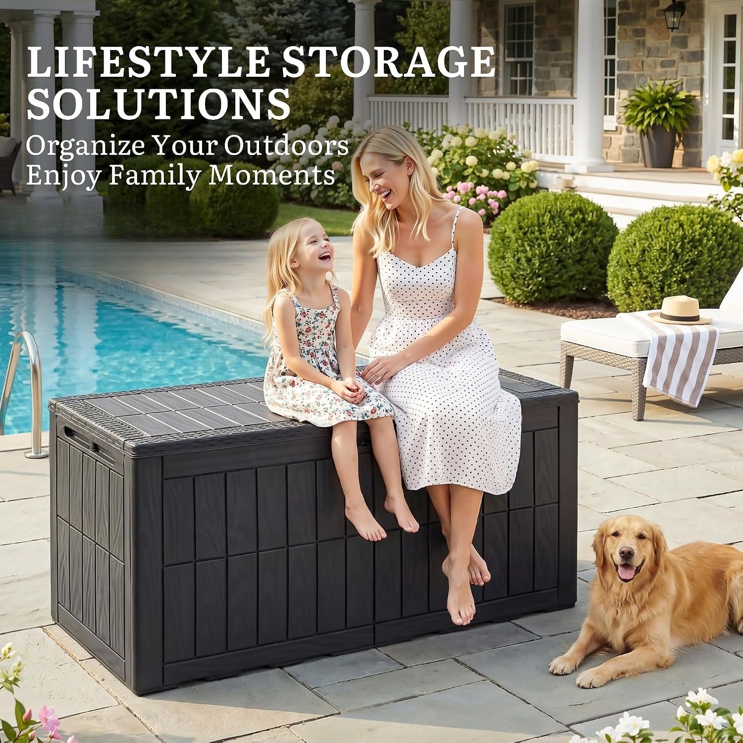 110 Gallon Lockable Multifunctional Outdoor Storage Bench