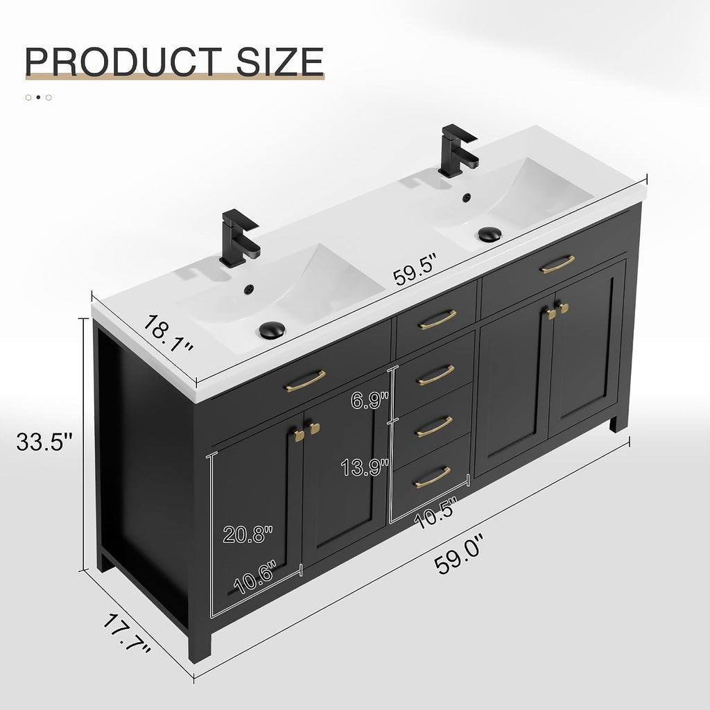 Black Double Sink Bathroom Vanity Set