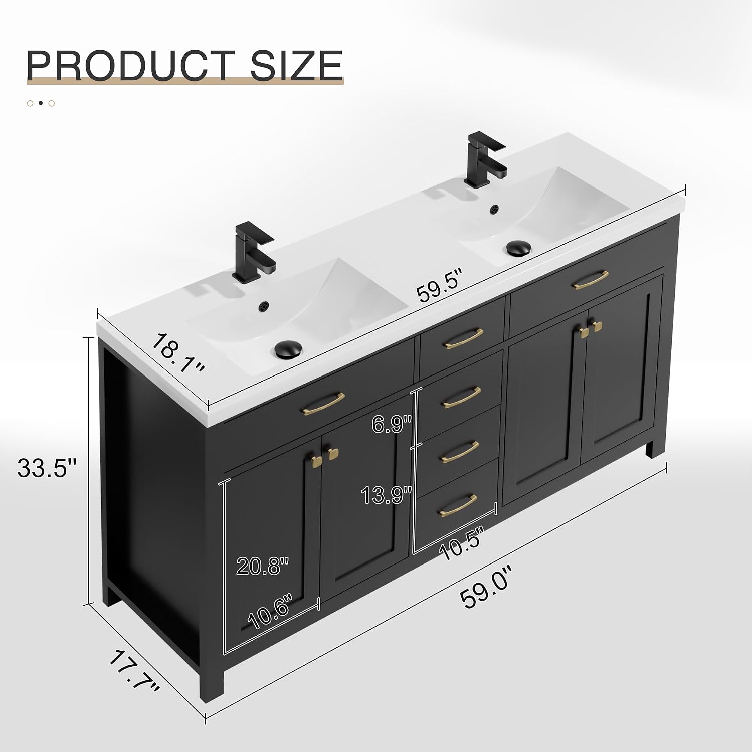 Black Double Sink Bathroom Vanity Set