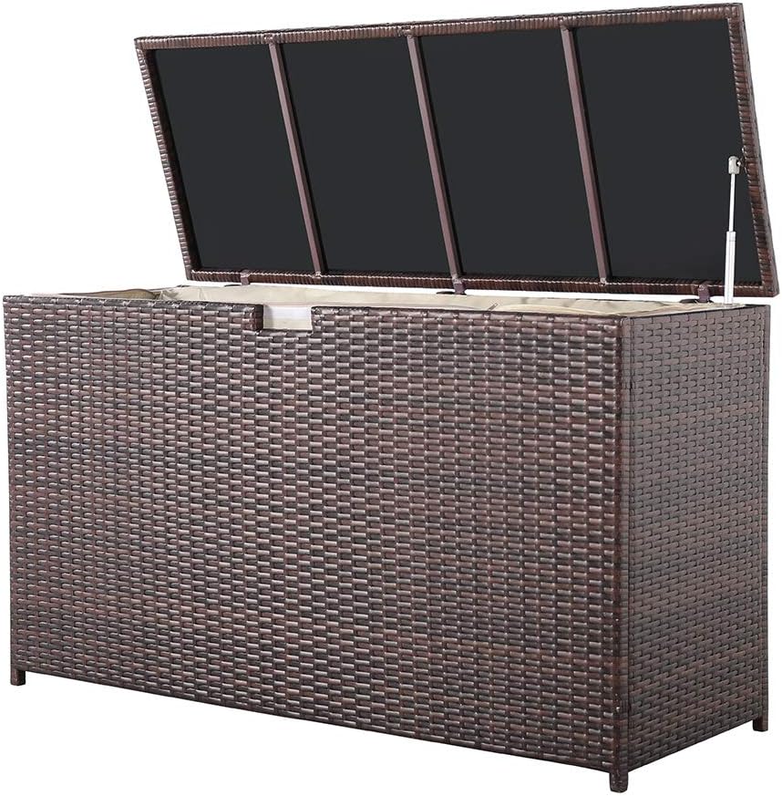 Brown Wicker Large Outdoor Storage Box