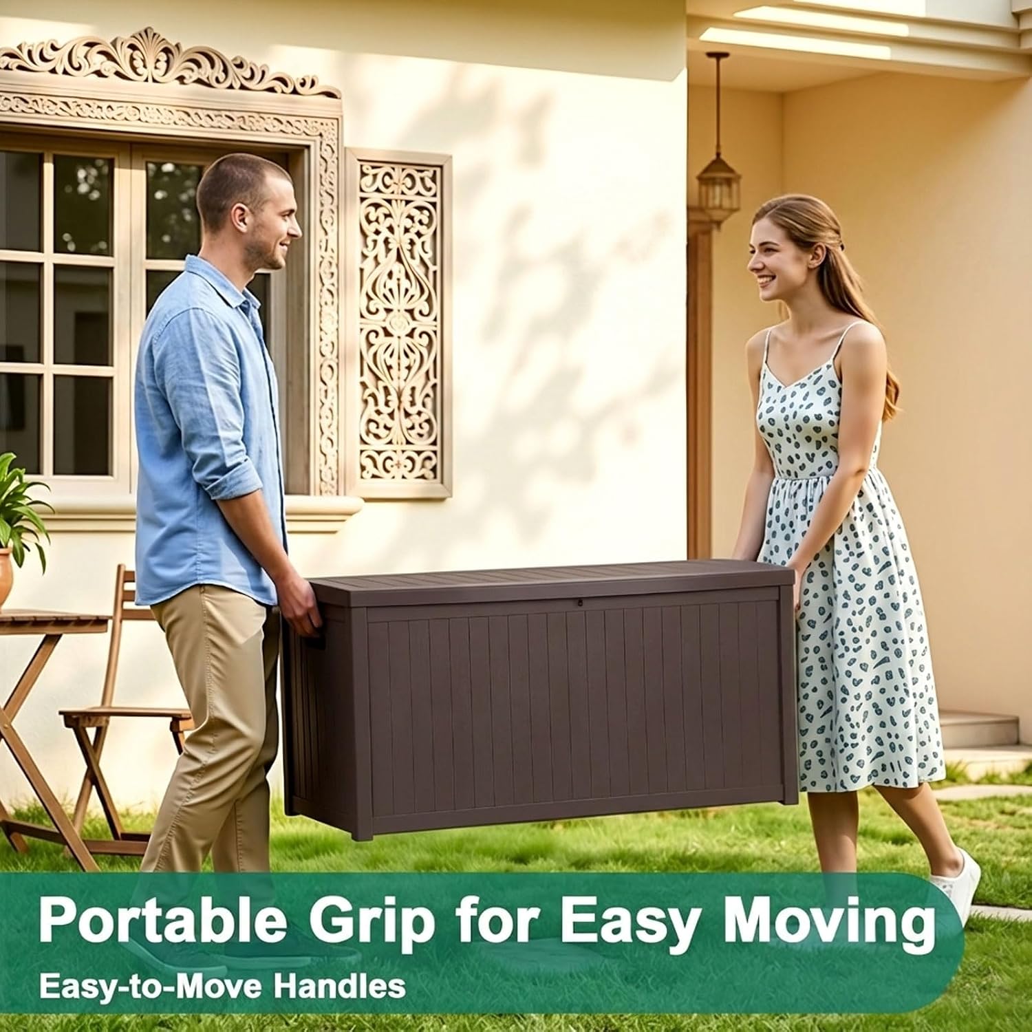 120 Gallon Lockable Waterproof Outdoor Storage Box