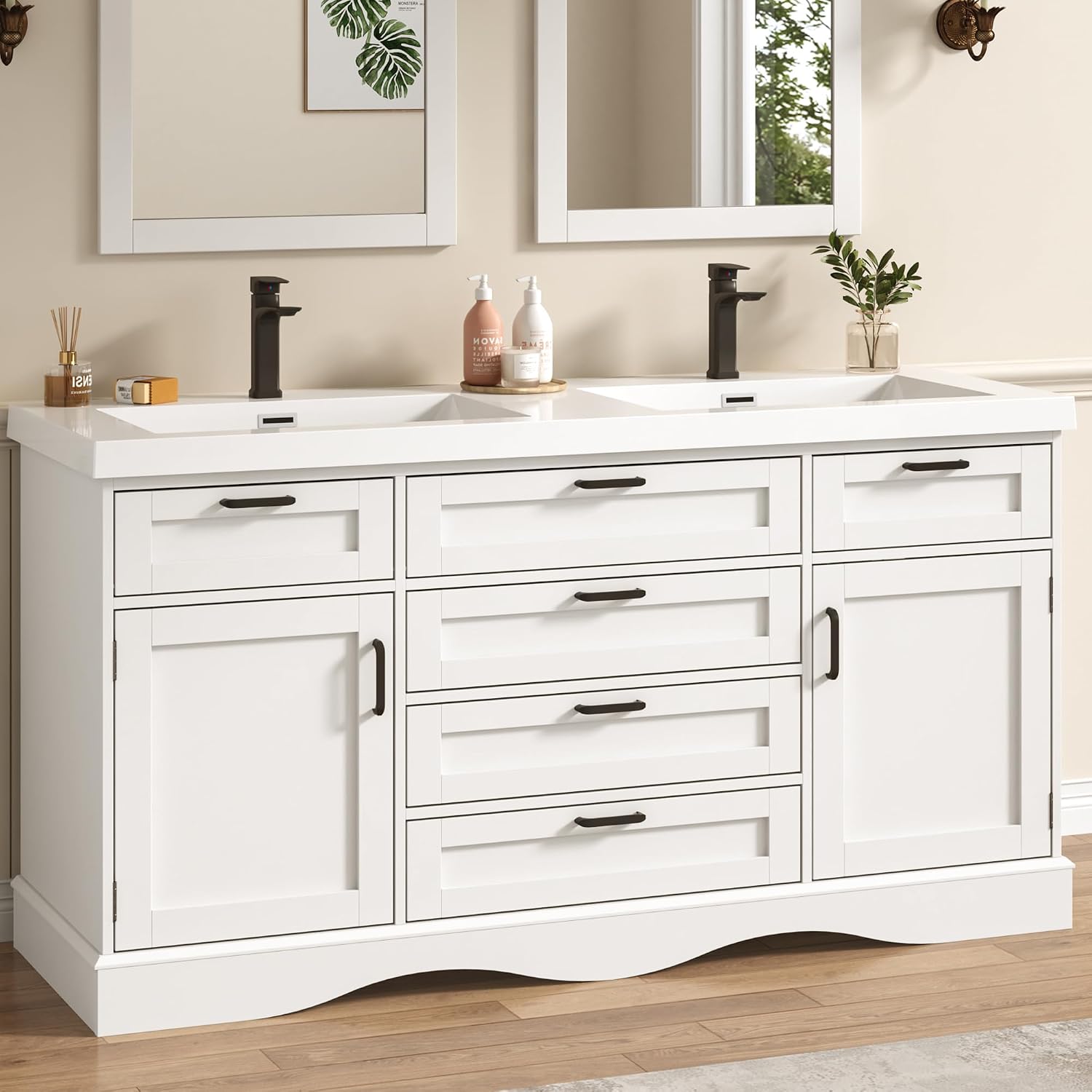 White Freestanding Double Sink Vanity