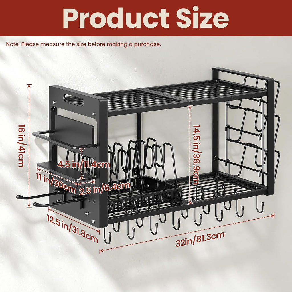 Heavy Duty Metal Wall Mount Pot Rack