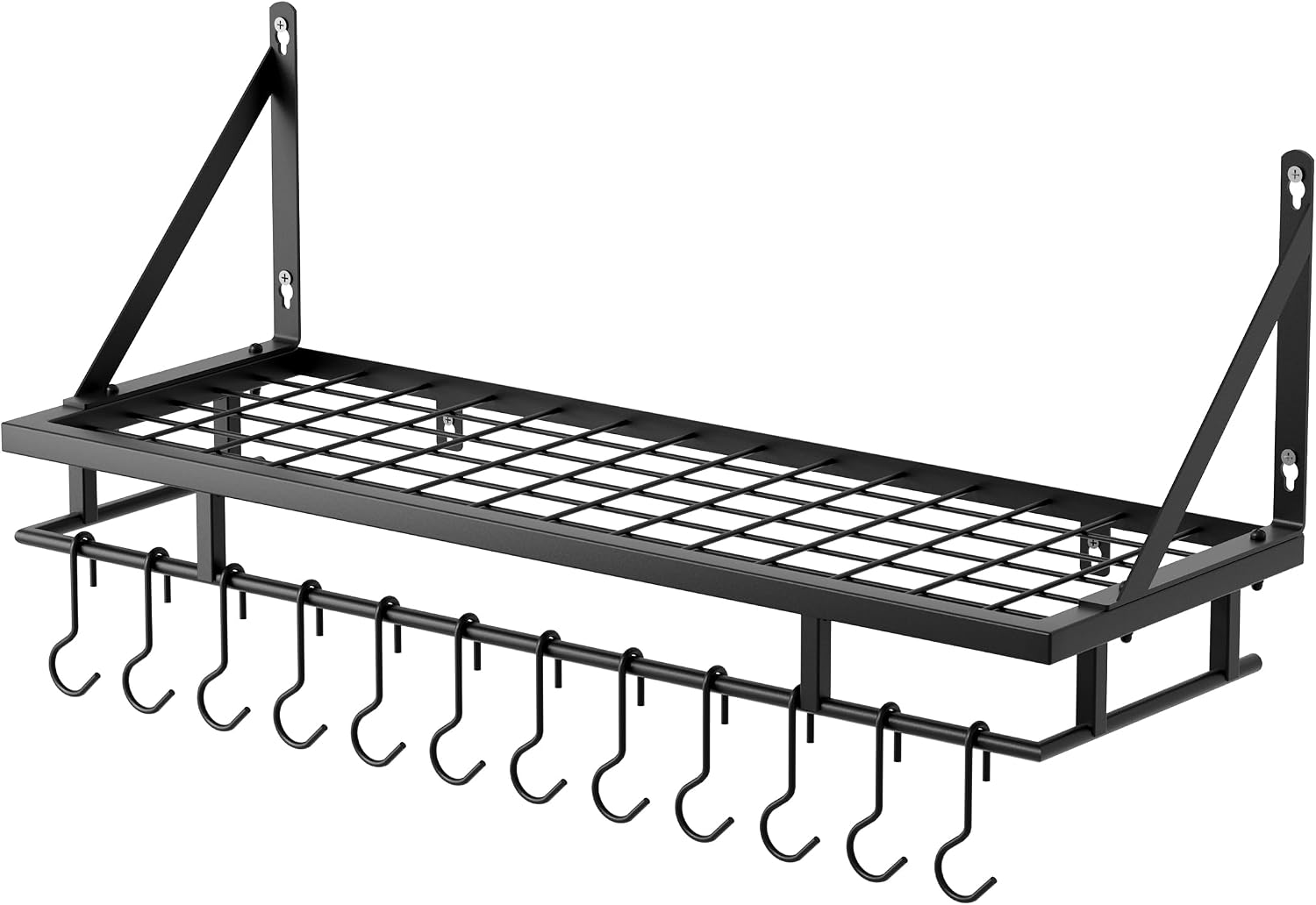 Matte Black Wall Mount Pot Storage Rack