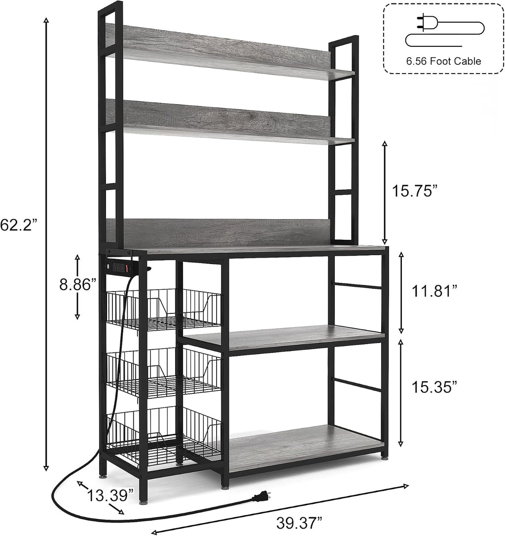 5-Tier Kitchen Rack With Outlet Hooks