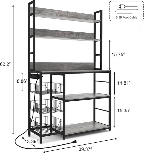 5-Tier Kitchen Rack With Outlet Hooks