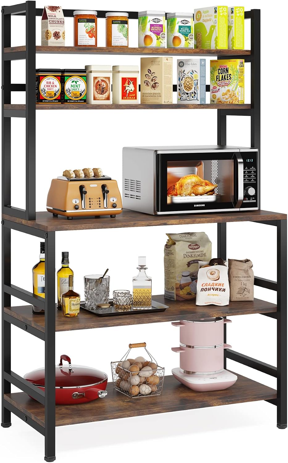 5-Tier Kitchen Storage Rack With Hutch
