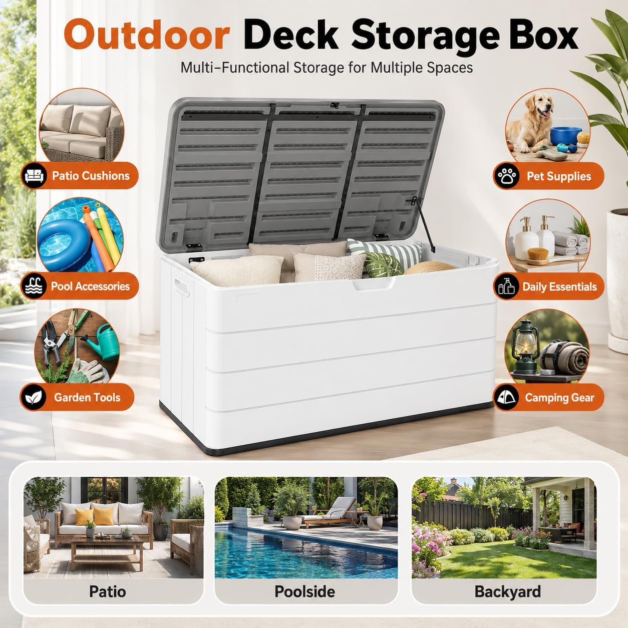 110 Gallon HDPE Waterproof Outdoor Storage Box