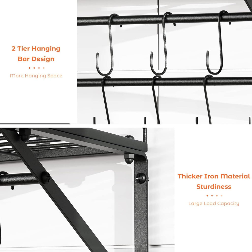2-Tier Wall Mount Pot Organizer Rack
