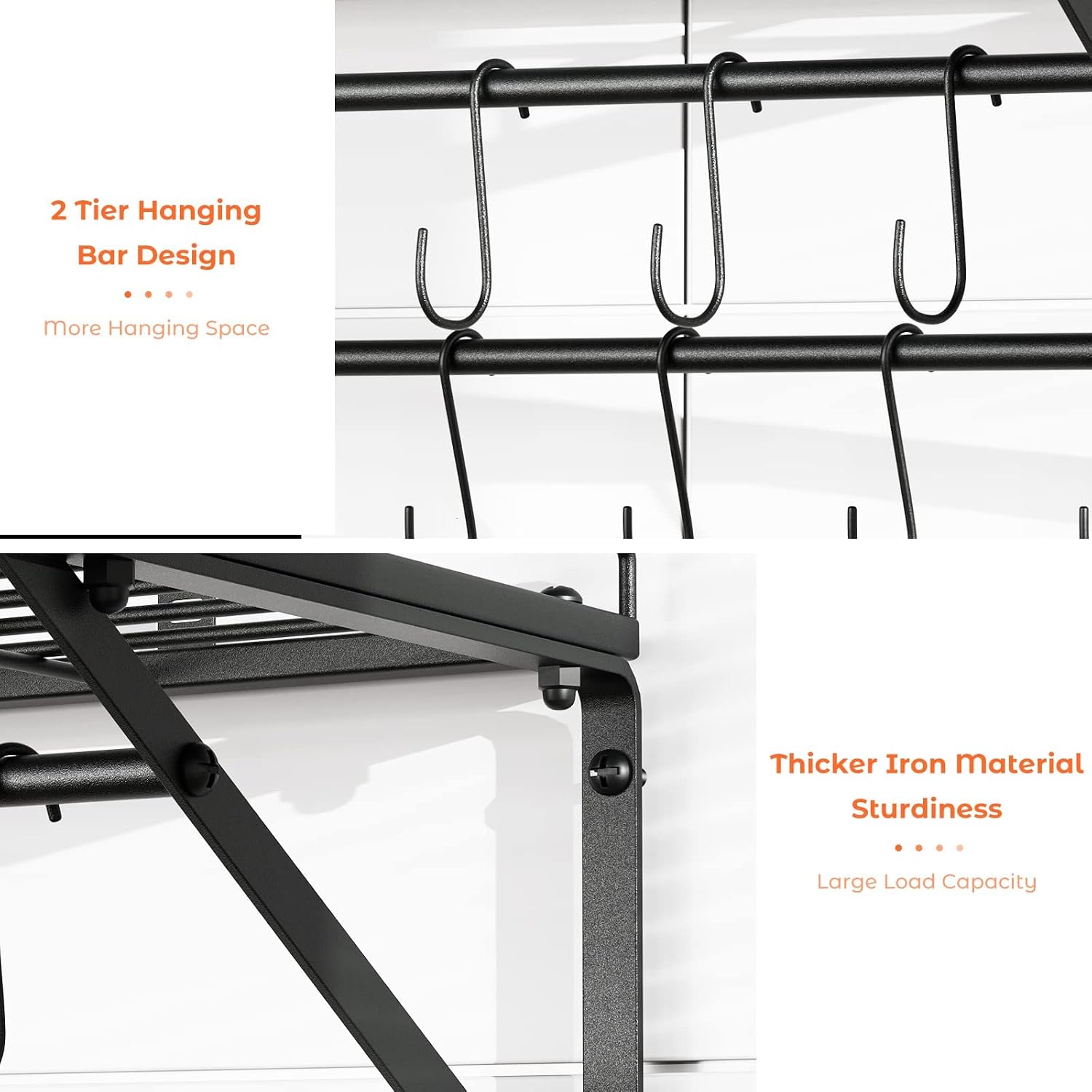 2-Tier Wall Mount Pot Organizer Rack