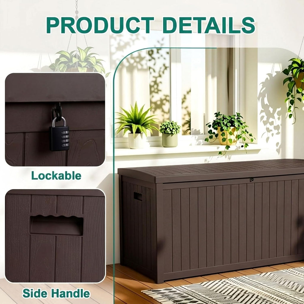120 Gallon Lockable Waterproof Outdoor Storage Box