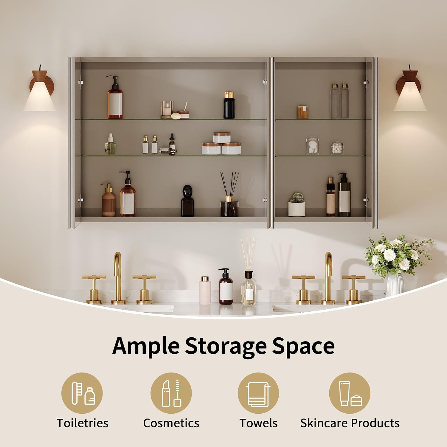 Frameless Mirrored Bathroom Storage Cabinet