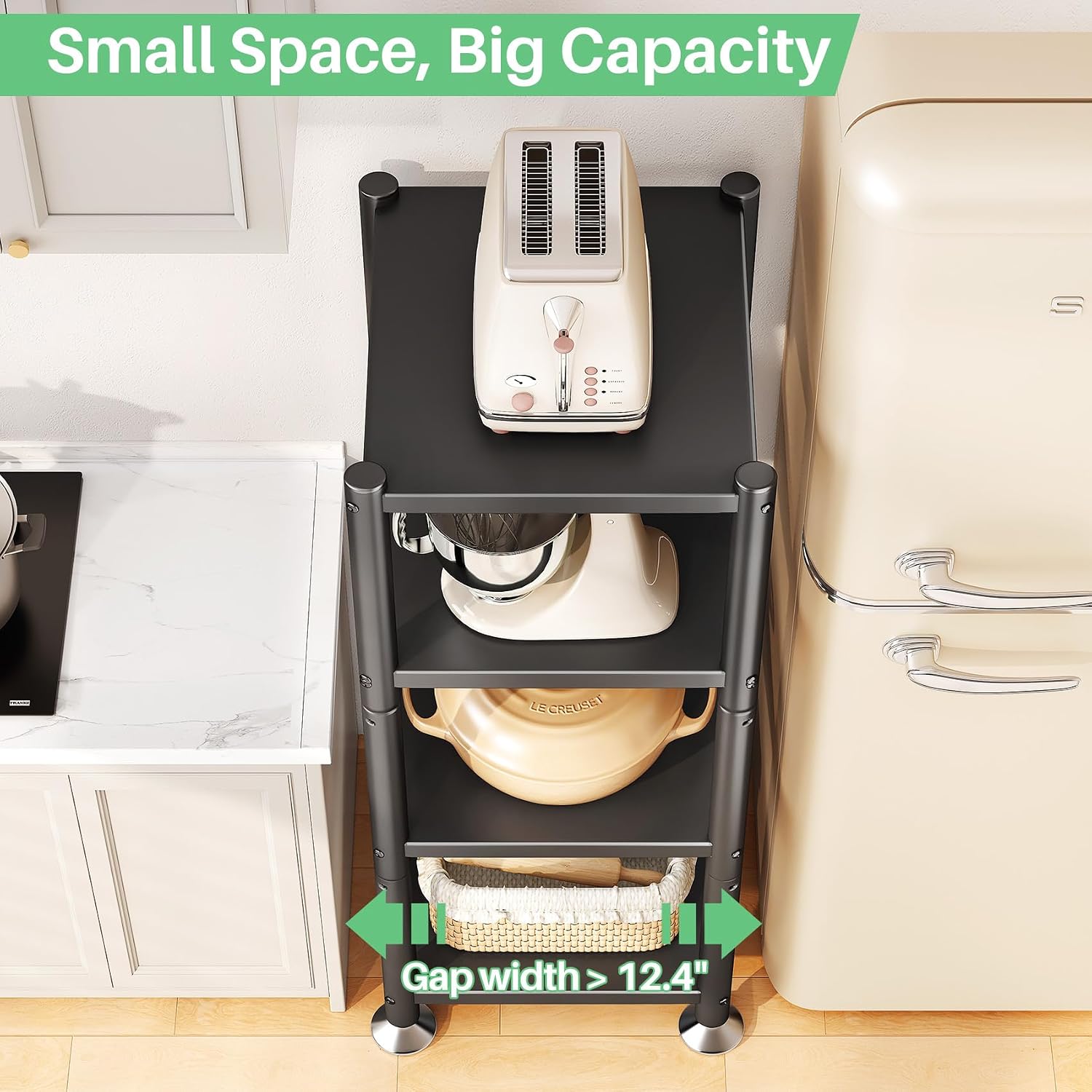 4-Tier Wheeled Adjustable Metal Shelf