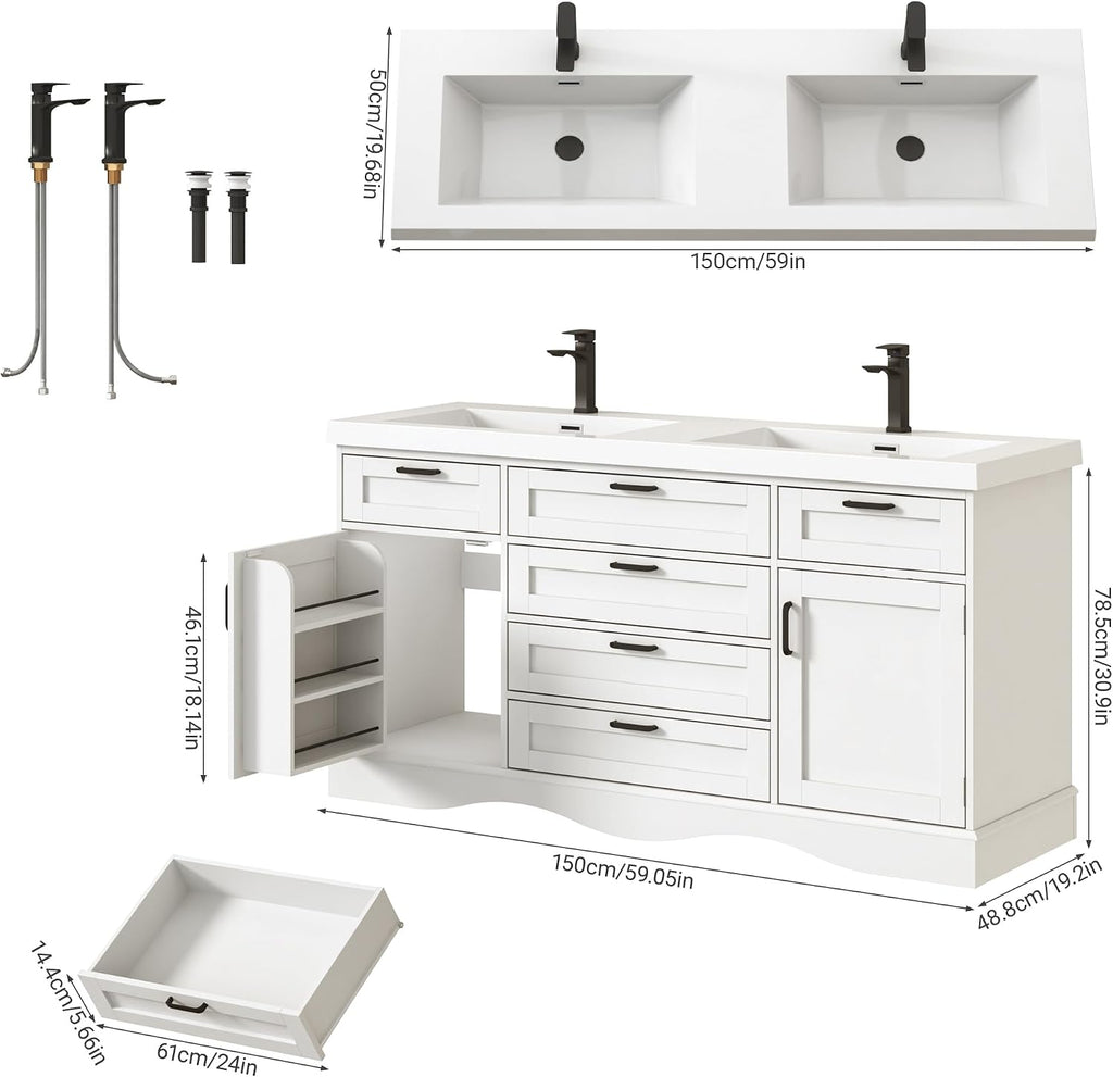 White Freestanding Double Sink Vanity