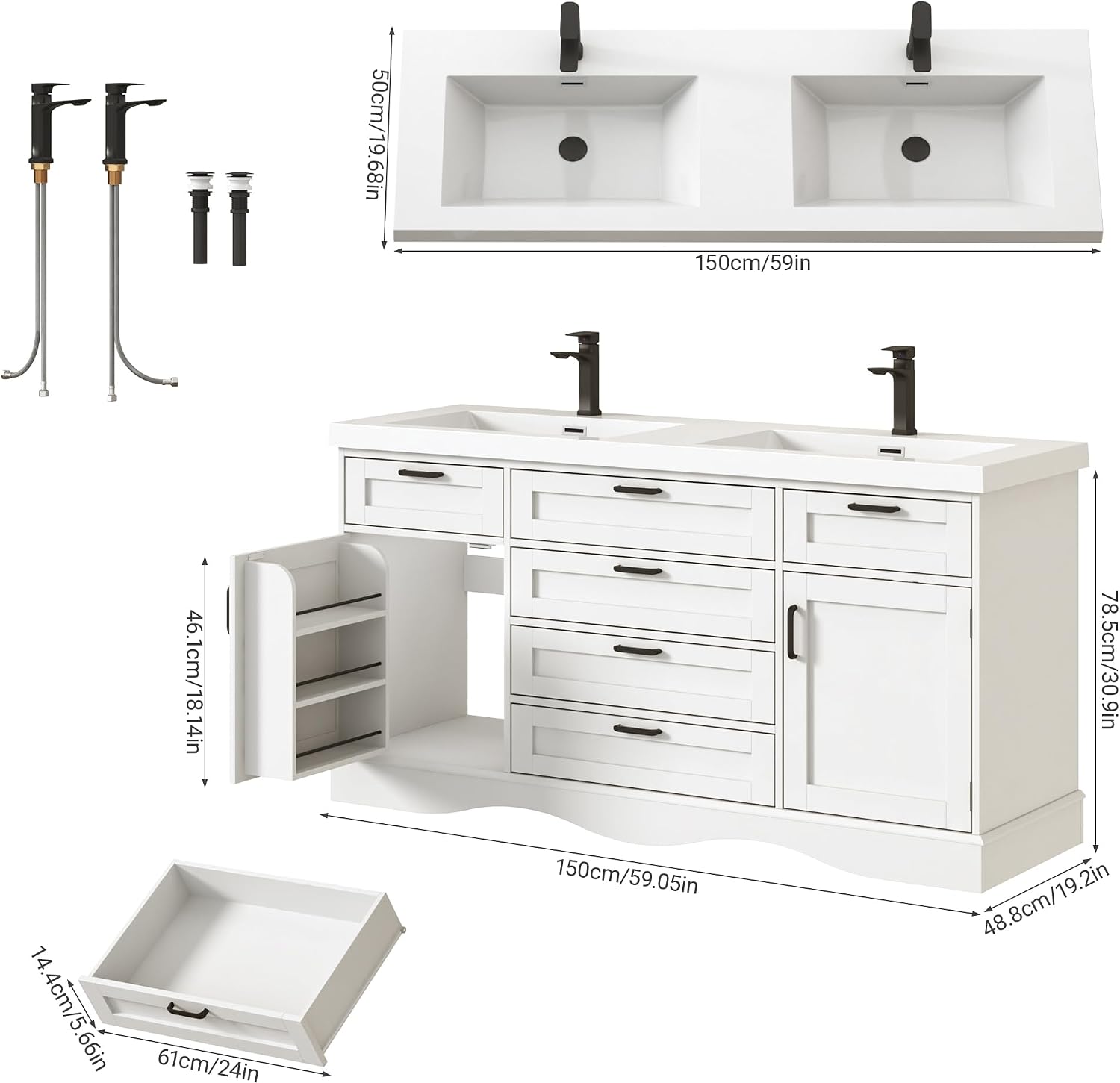 White Freestanding Double Sink Vanity