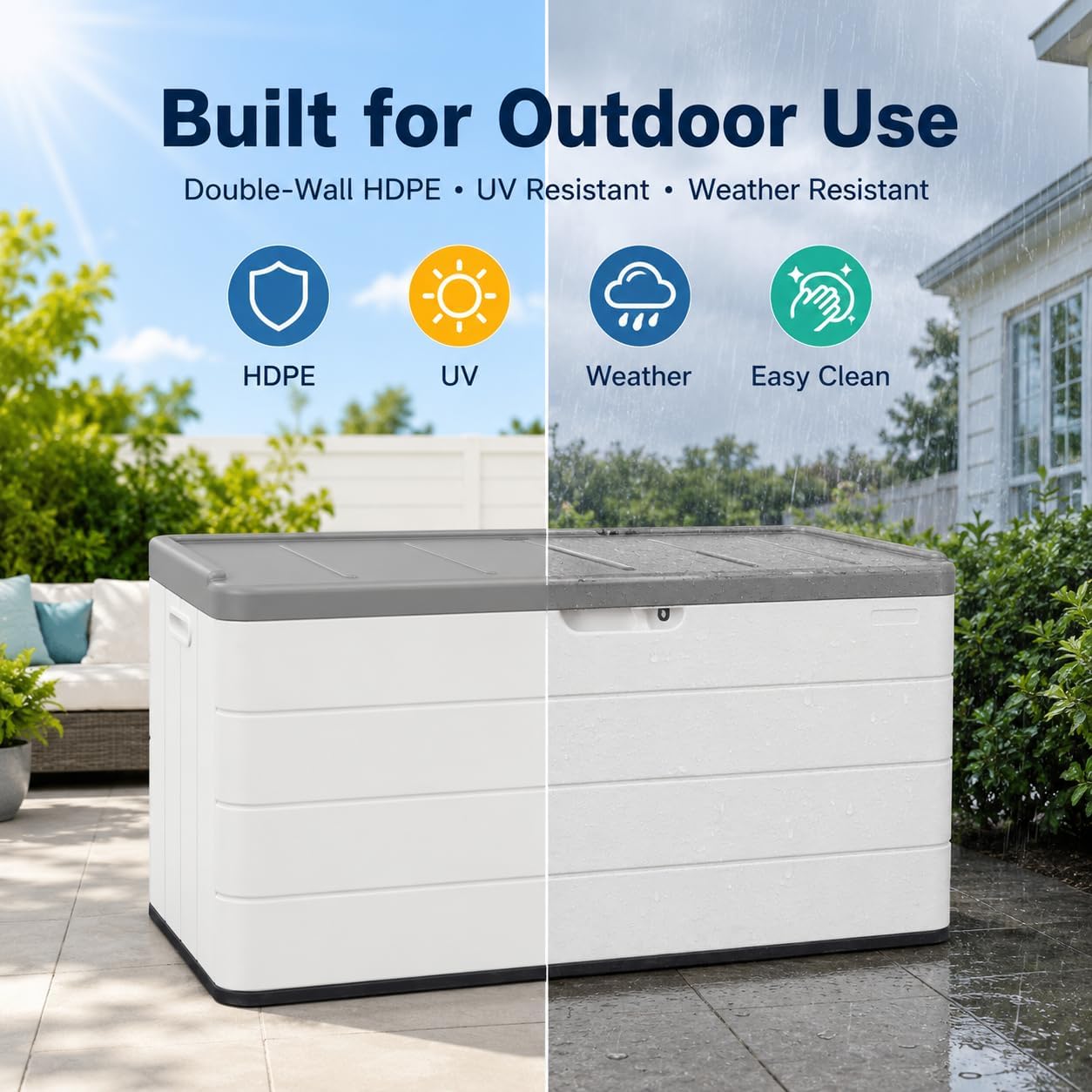 110 Gallon HDPE Waterproof Outdoor Storage Box