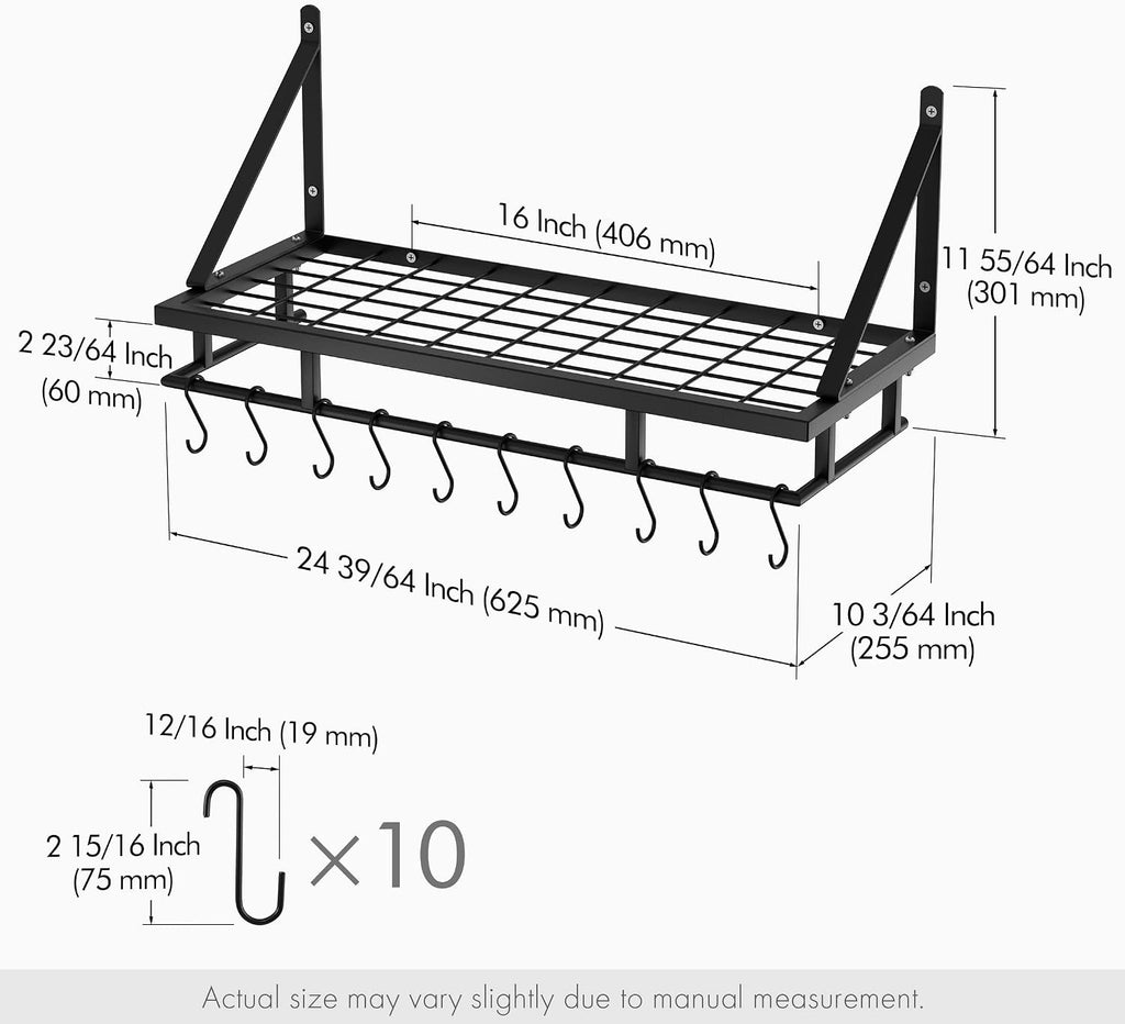 Matte Black Kitchen Pot Storage Rack Set