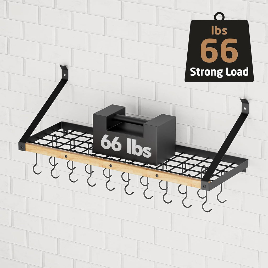 Wood Wall Mount Pot Hanging Rack