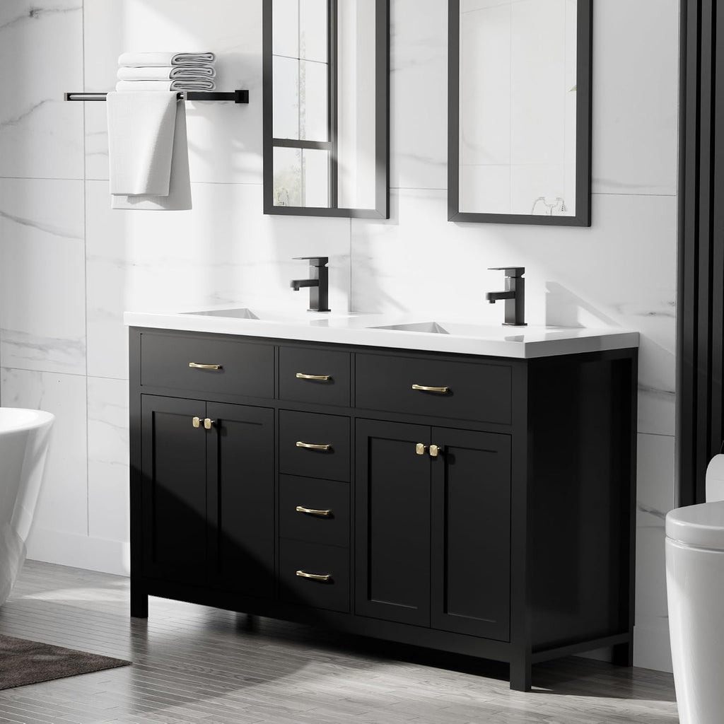 Black Double Sink Bathroom Vanity Set