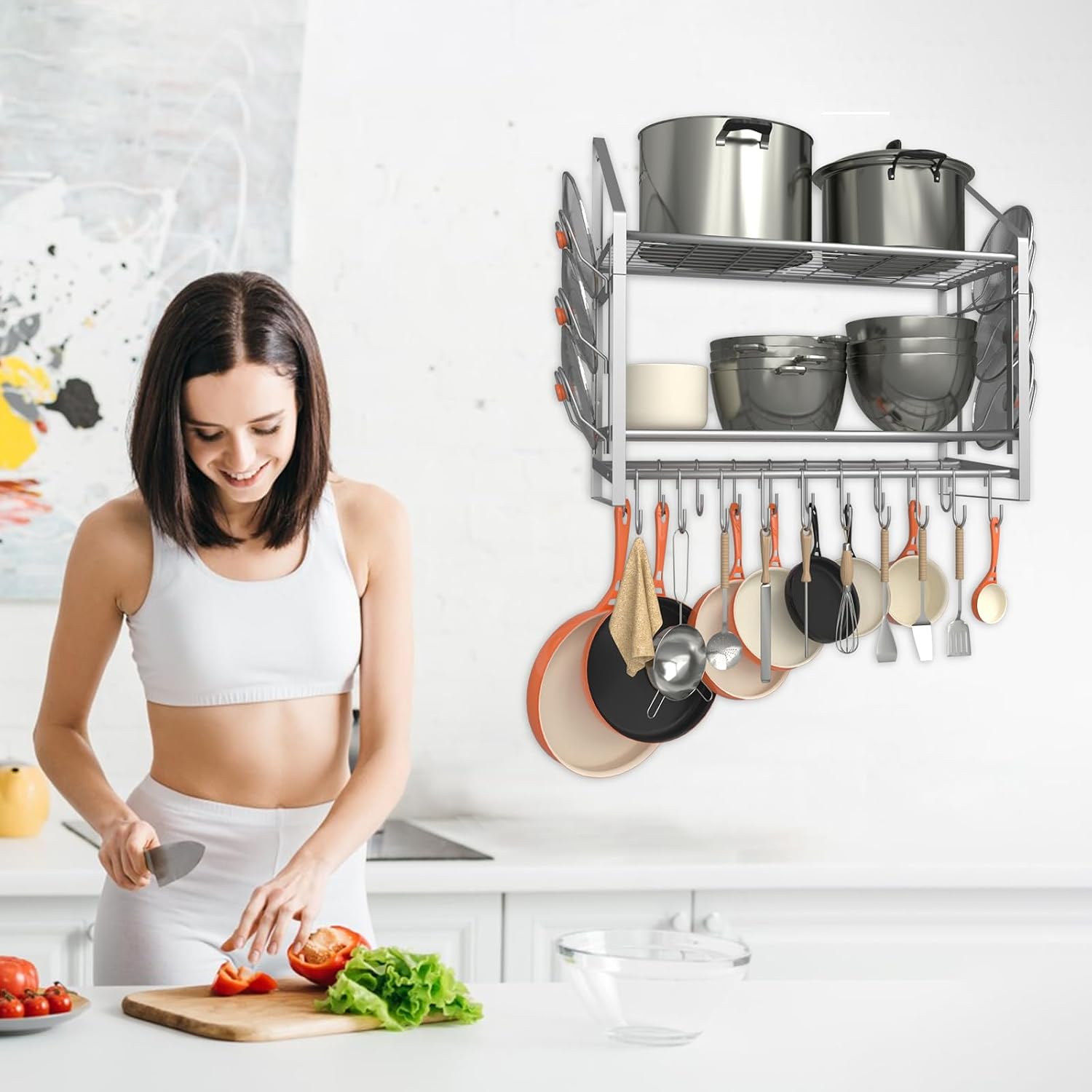 2-Tier Wall Cookware Storage Rack