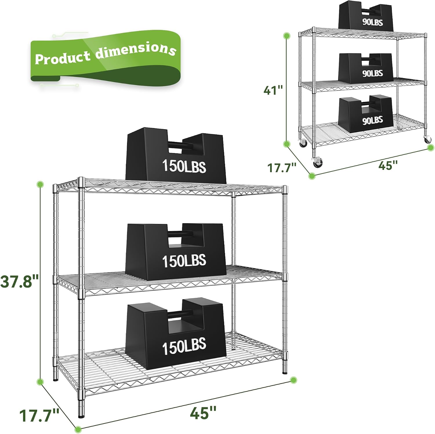 Mobile 3-Tier Heavy Duty Metal Storage Shelf