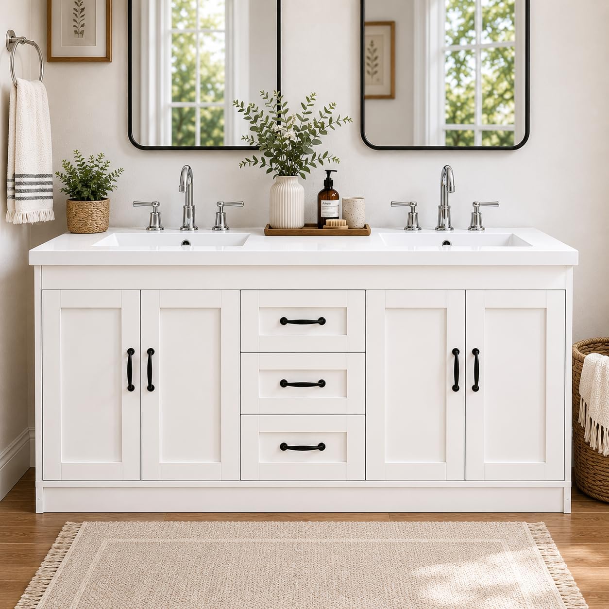 White Freestanding Double Sink Vanity
