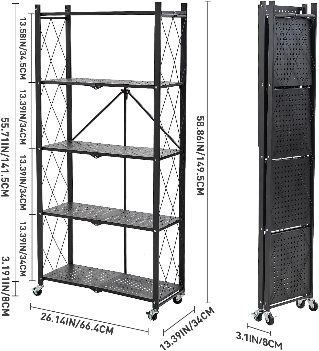 Foldable Wheeled Heavy Duty Storage Shelf
