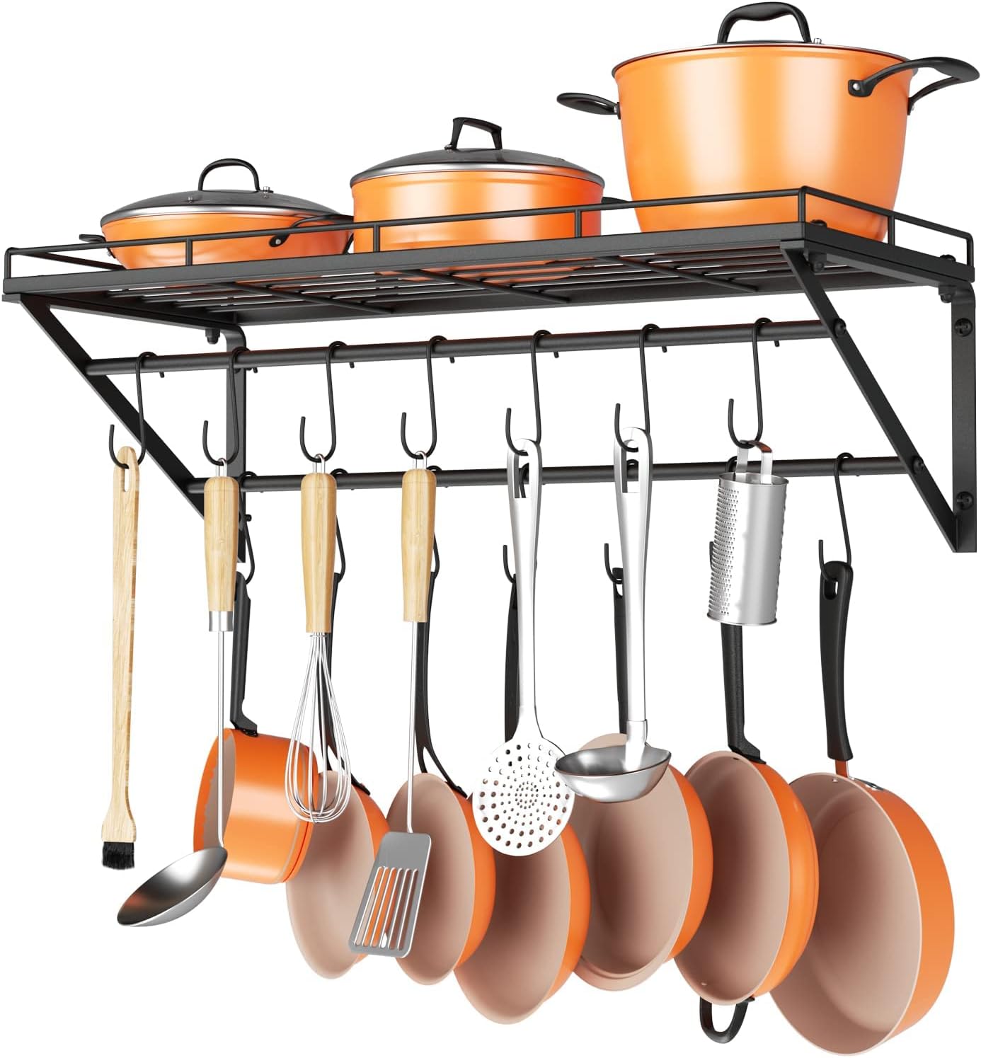 2-Tier Wall Mount Pot Organizer Rack