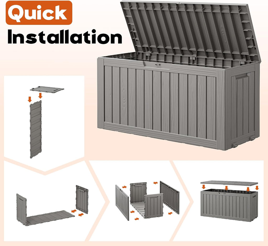 Grey 85 Gallon Lockable Waterproof Storage Box