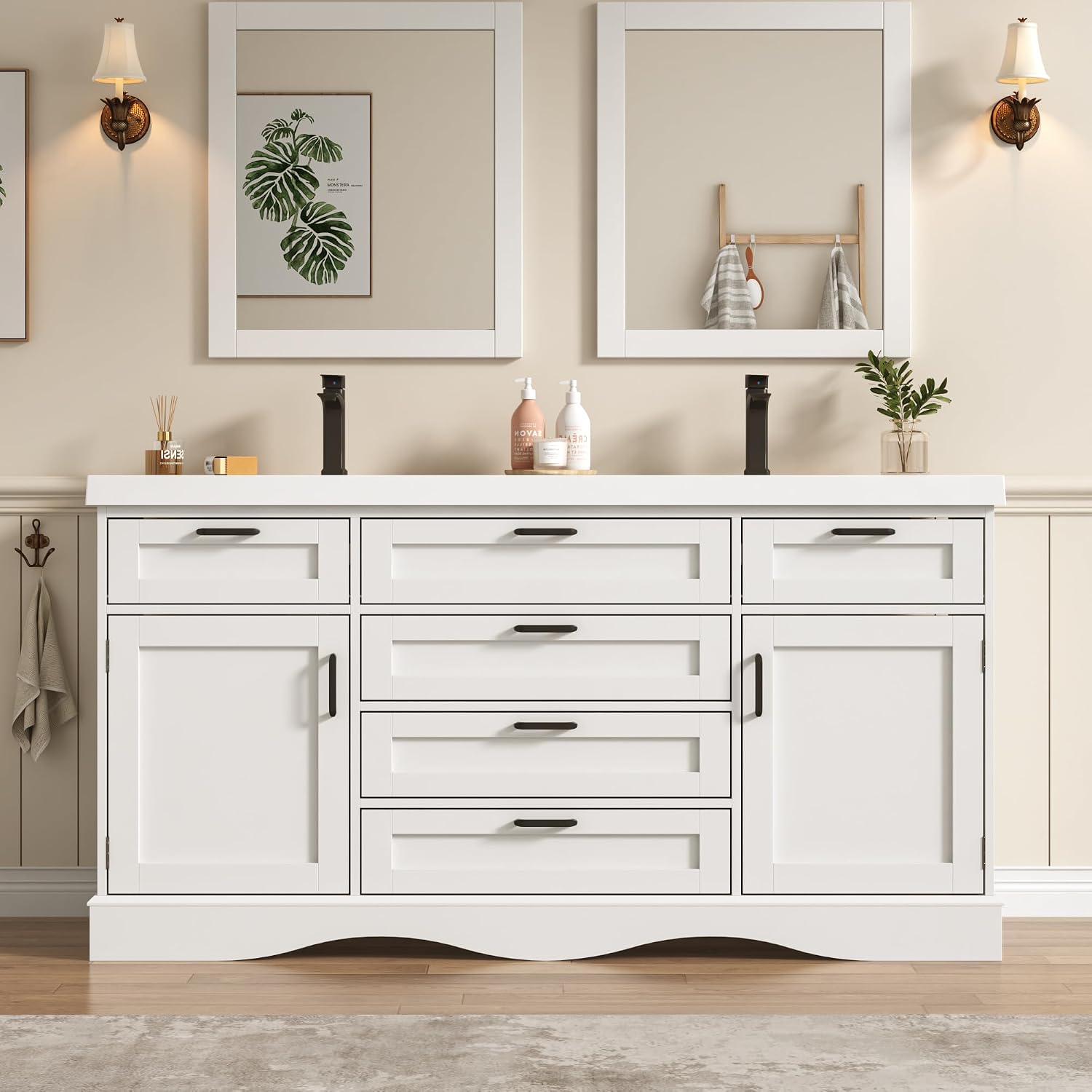 White Freestanding Double Sink Vanity
