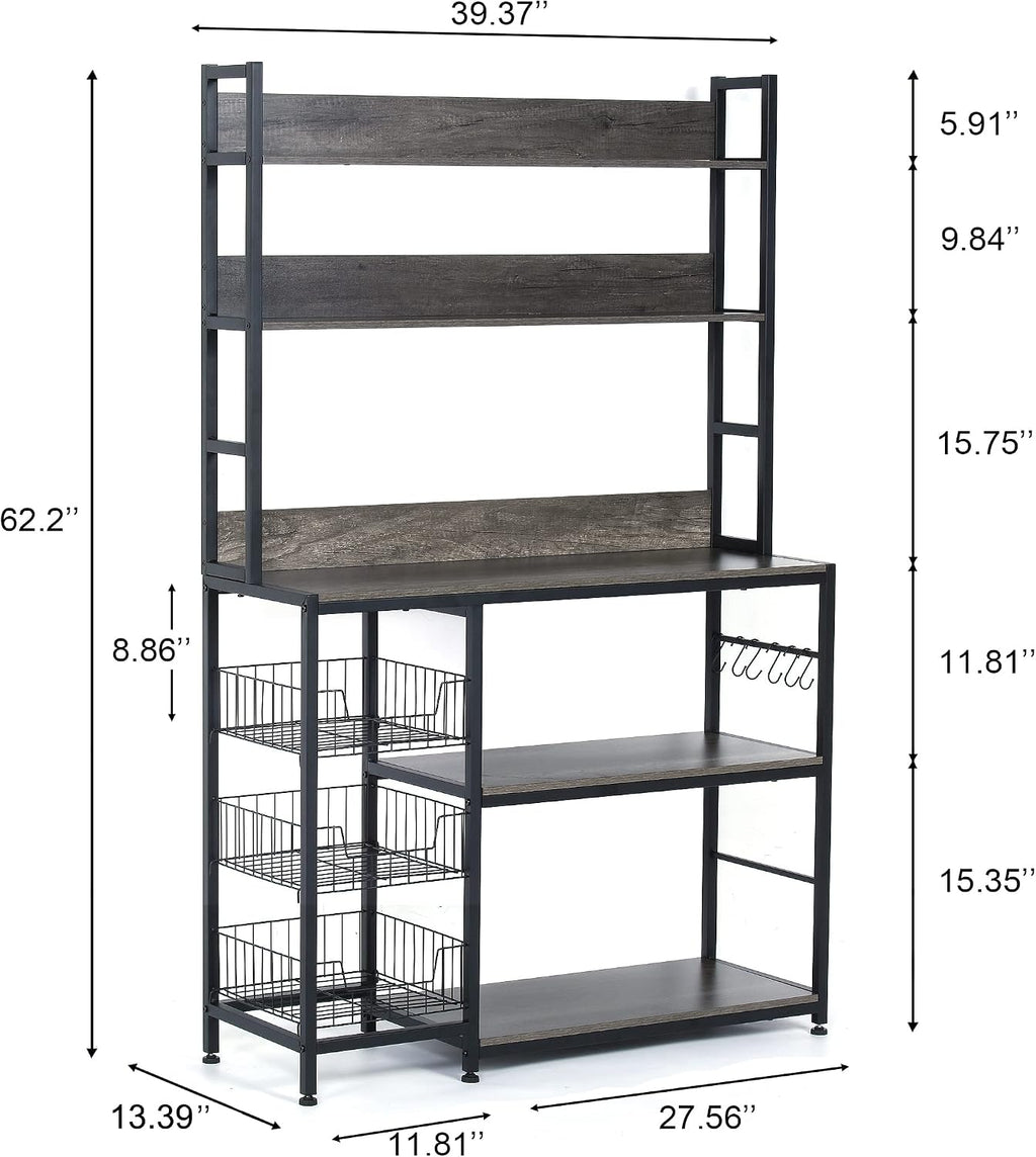 5-Tier Kitchen Storage Rack With Hooks