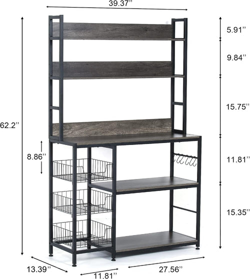5-Tier Kitchen Storage Rack With Hooks