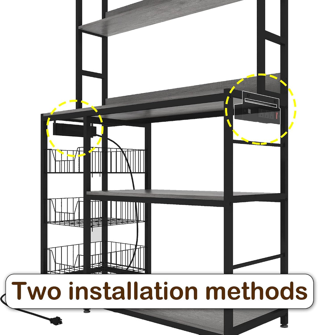 5-Tier Kitchen Rack With Outlet Hooks