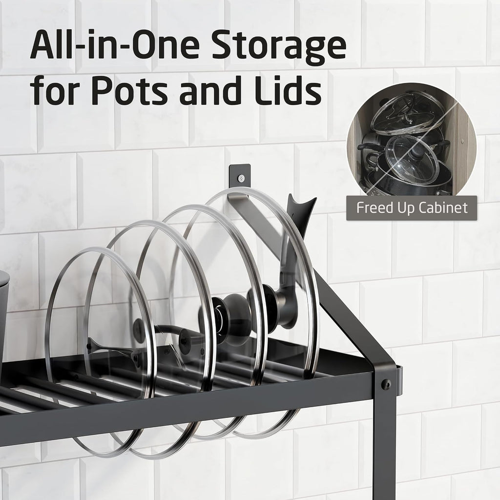 Heavy Duty Wall Pot Rack With Hooks