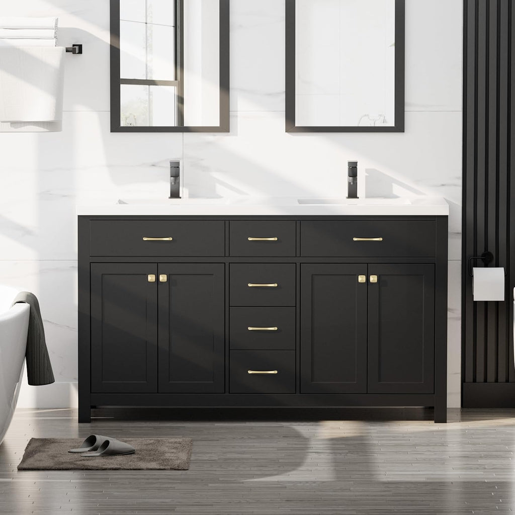 Black Double Sink Bathroom Vanity Set