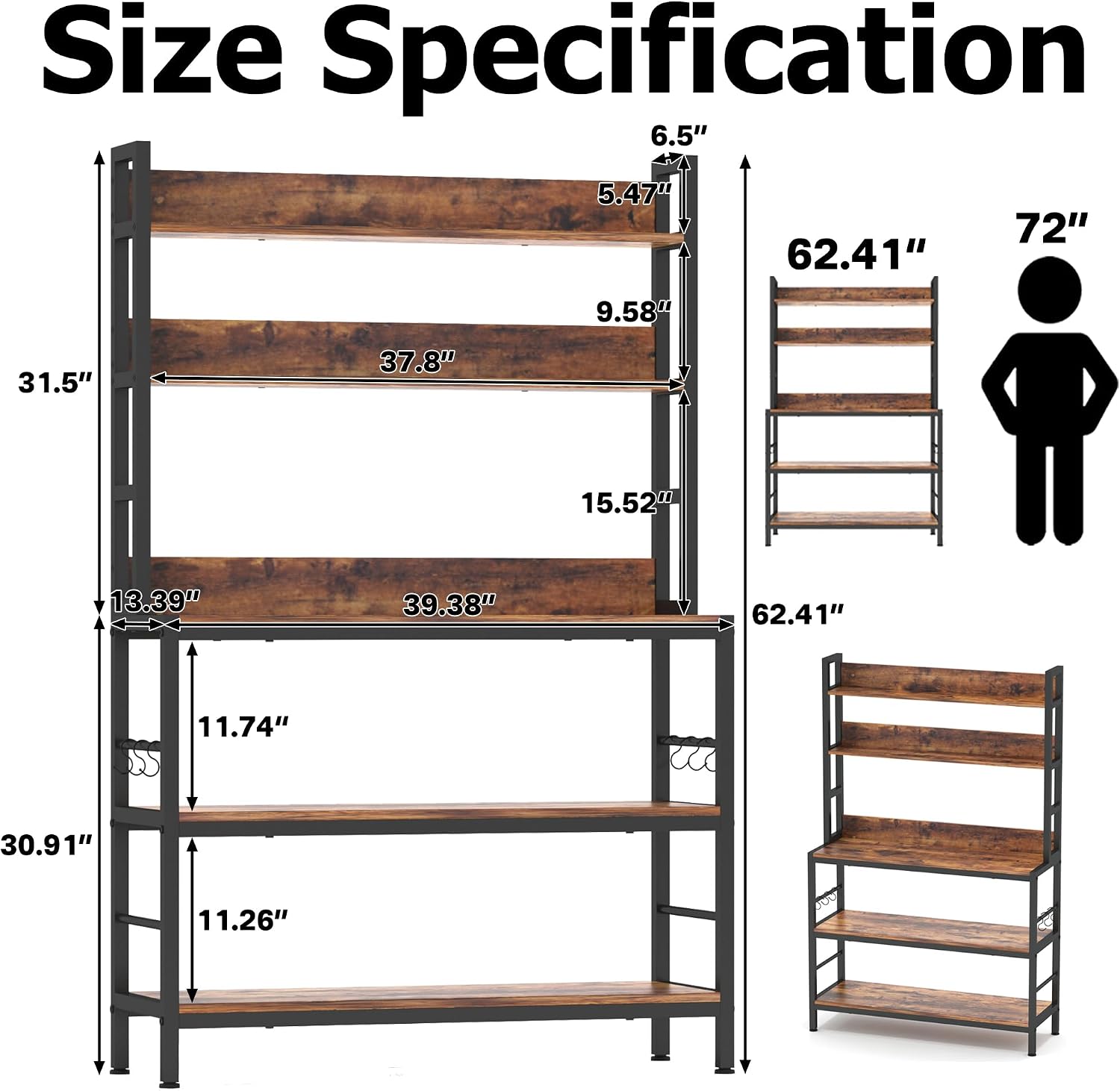 5-Tier Hooked Kitchen Storage Stand