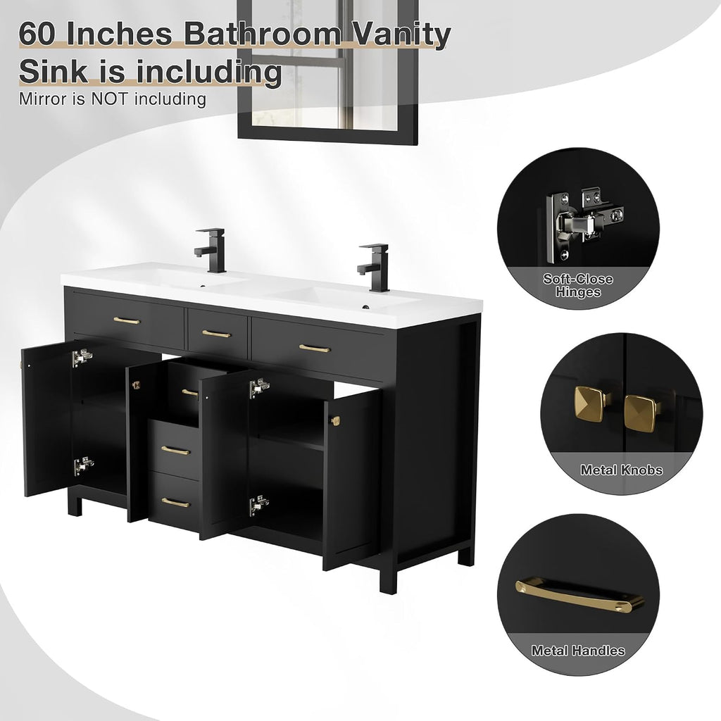 Black Double Sink Bathroom Vanity Set
