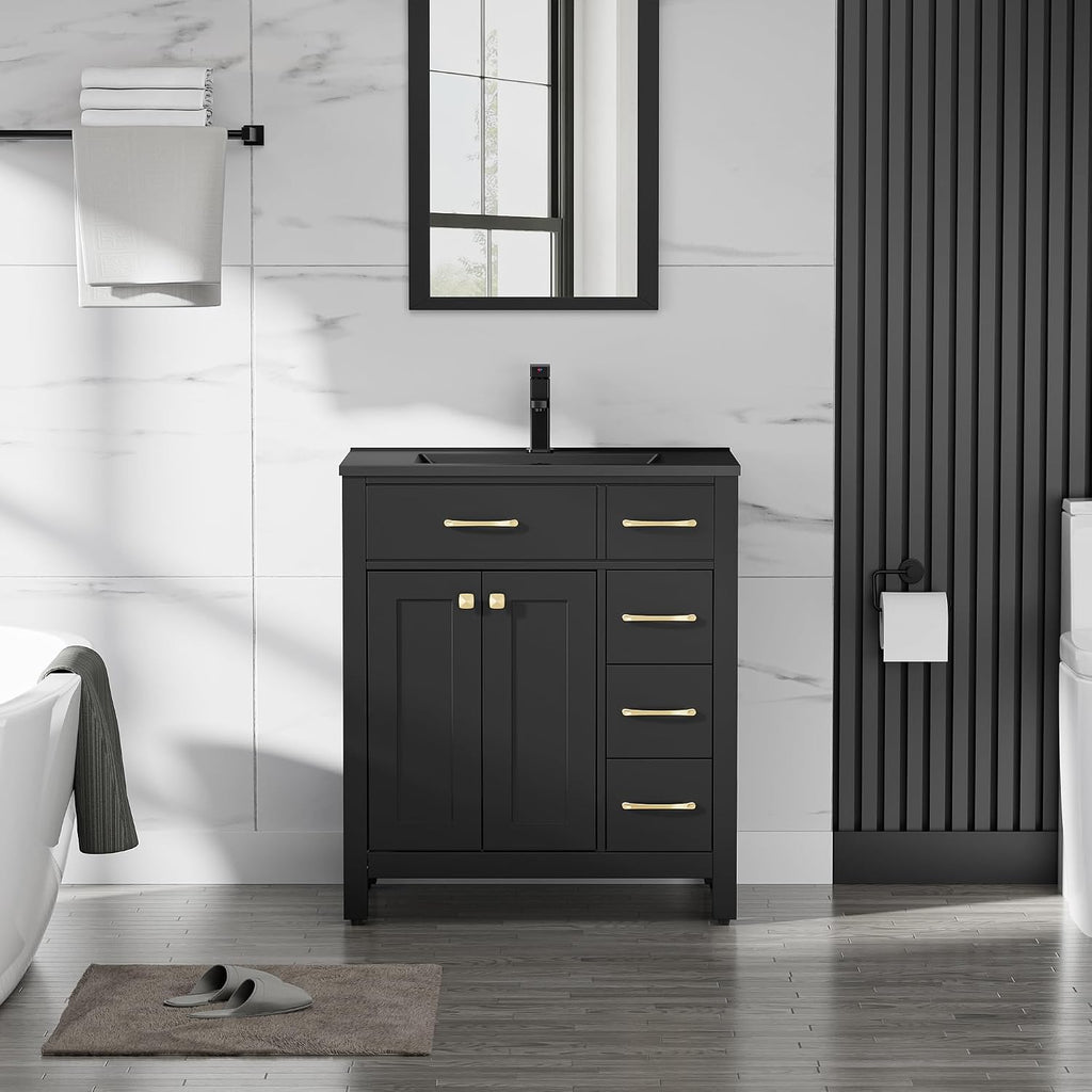 Black Double Sink Bathroom Vanity Set
