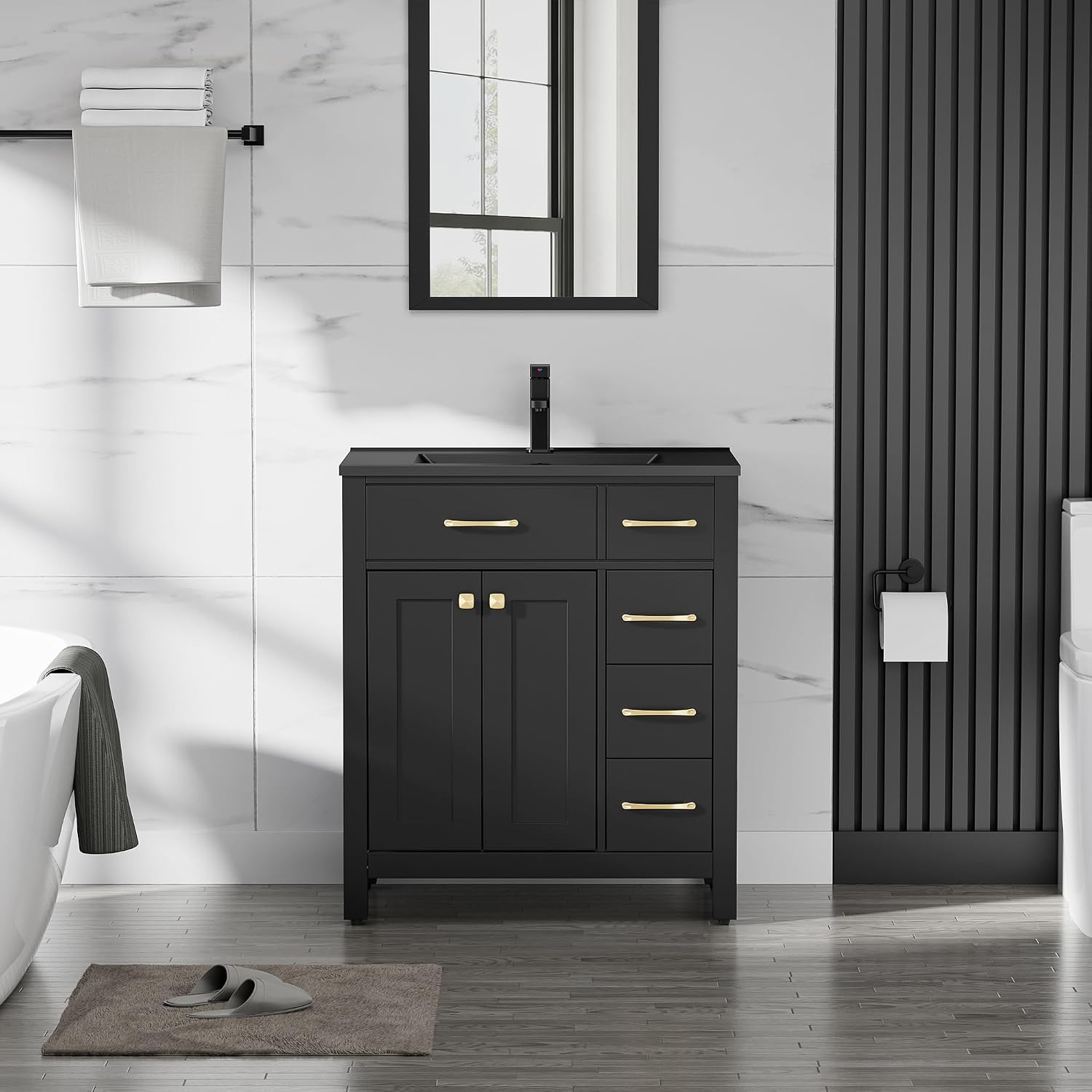 Black Double Sink Bathroom Vanity Set