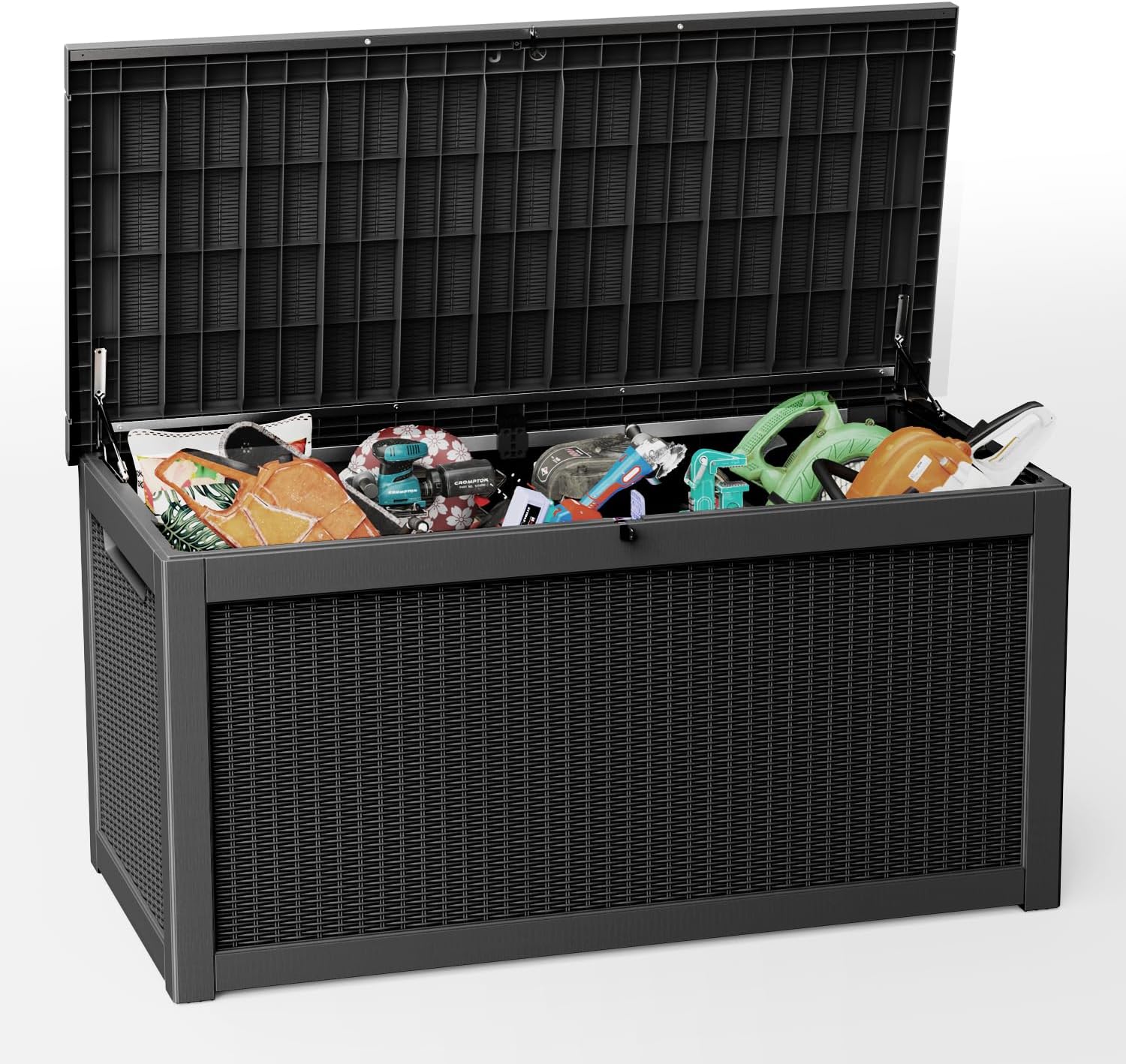 Black 120 Gallon Hydraulic Outdoor Storage Box