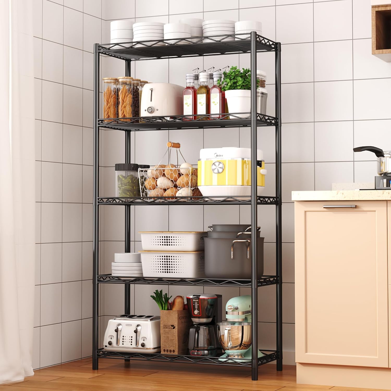 Wide 5-Tier Metal Storage Organizer