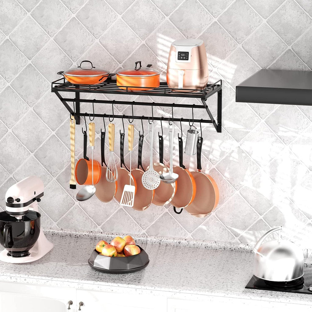 2-Tier Wall Mount Pot Organizer Rack