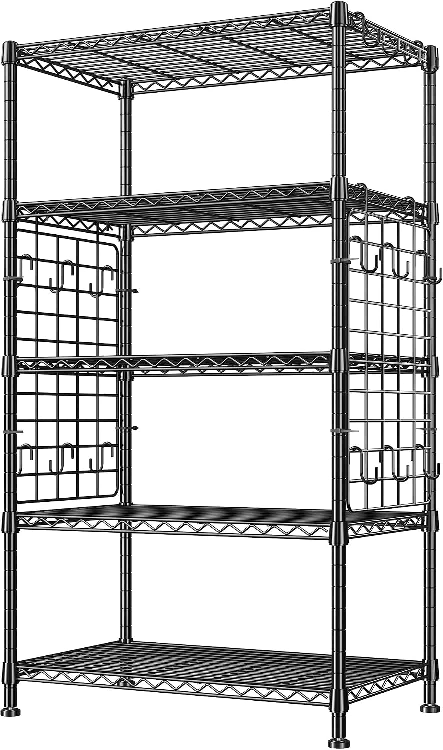 5-Tier Adjustable Storage Rack With Hooks