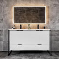 White Wall Mount Double Sink Vanity